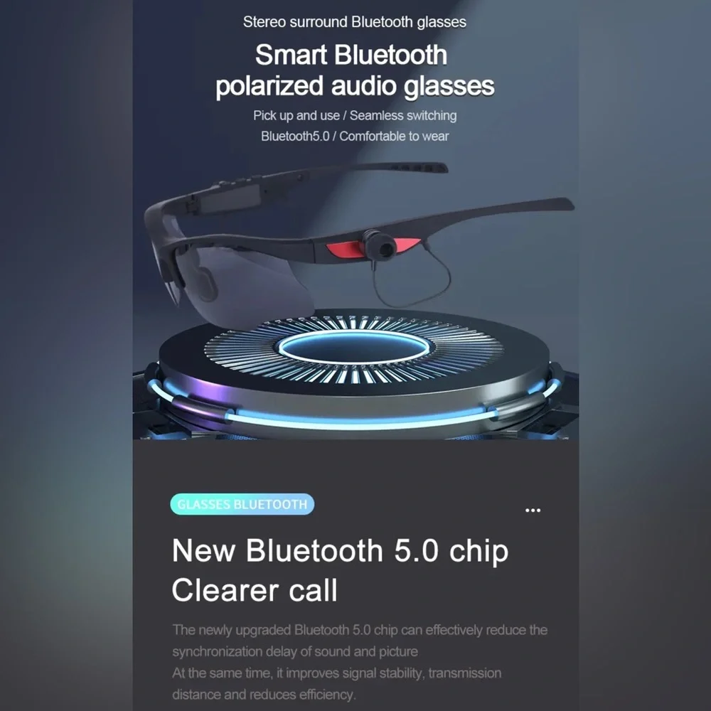 Smart Music Sunglasses & Earphones BLUETOOTH-5.0 HIFI Sound Quality/Hands-Free